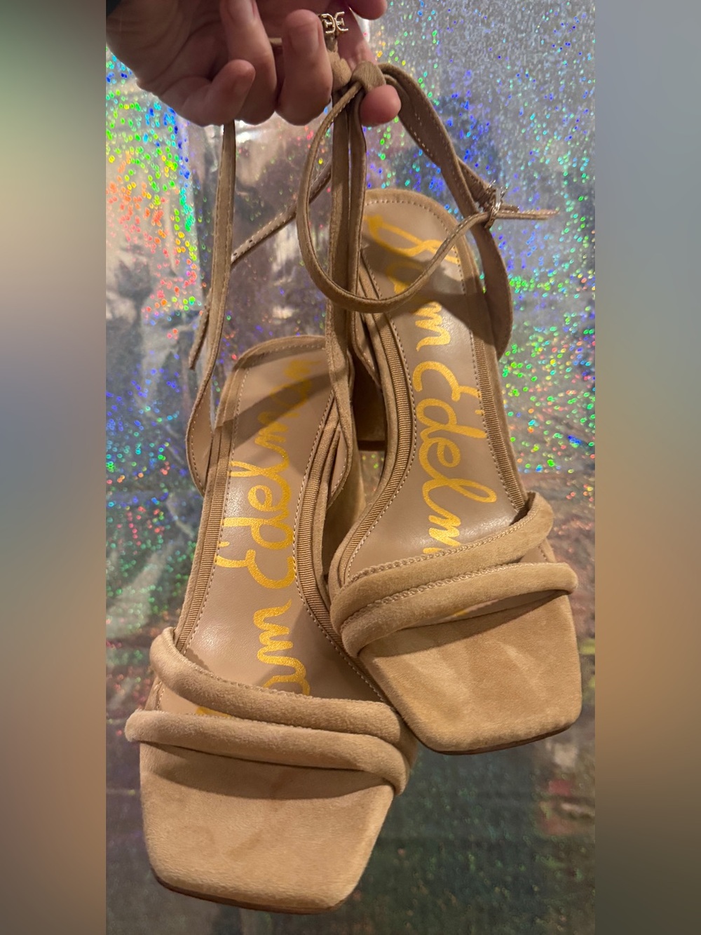 Sam Edelman Yaro Tan Suede Block Heel Sandals 7.5 + Dust Bag - Picture 4 of 14